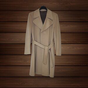 Foxwood Fashions Made in USA Beige 100% Wool Overcoat, Medium